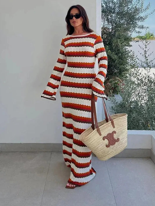 Knitted Backless Maxi Dress