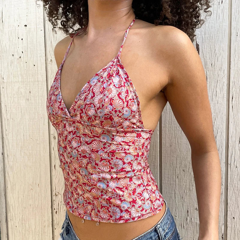 V-Neck Slim Halter Top