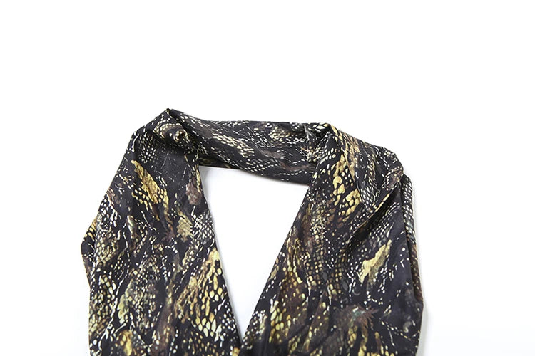 Snake Halter Backless Crop Top