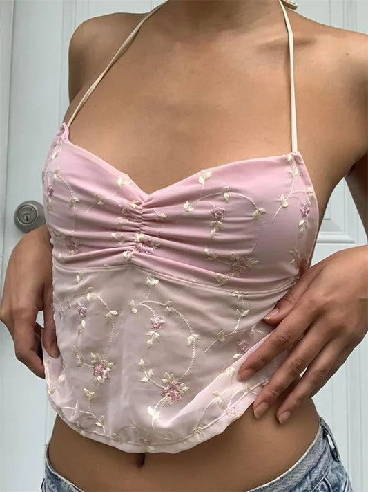 Floral Backless Crop Top