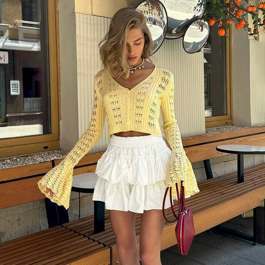 Knitted Long Sleeve V-Neck Sweater Cardigan