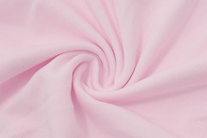 Pink Sheath V-Neck Ruffle Long Sleeve Top