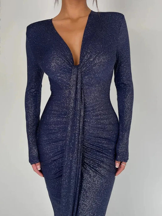 Glitter Silk Shiny Maxi Dress