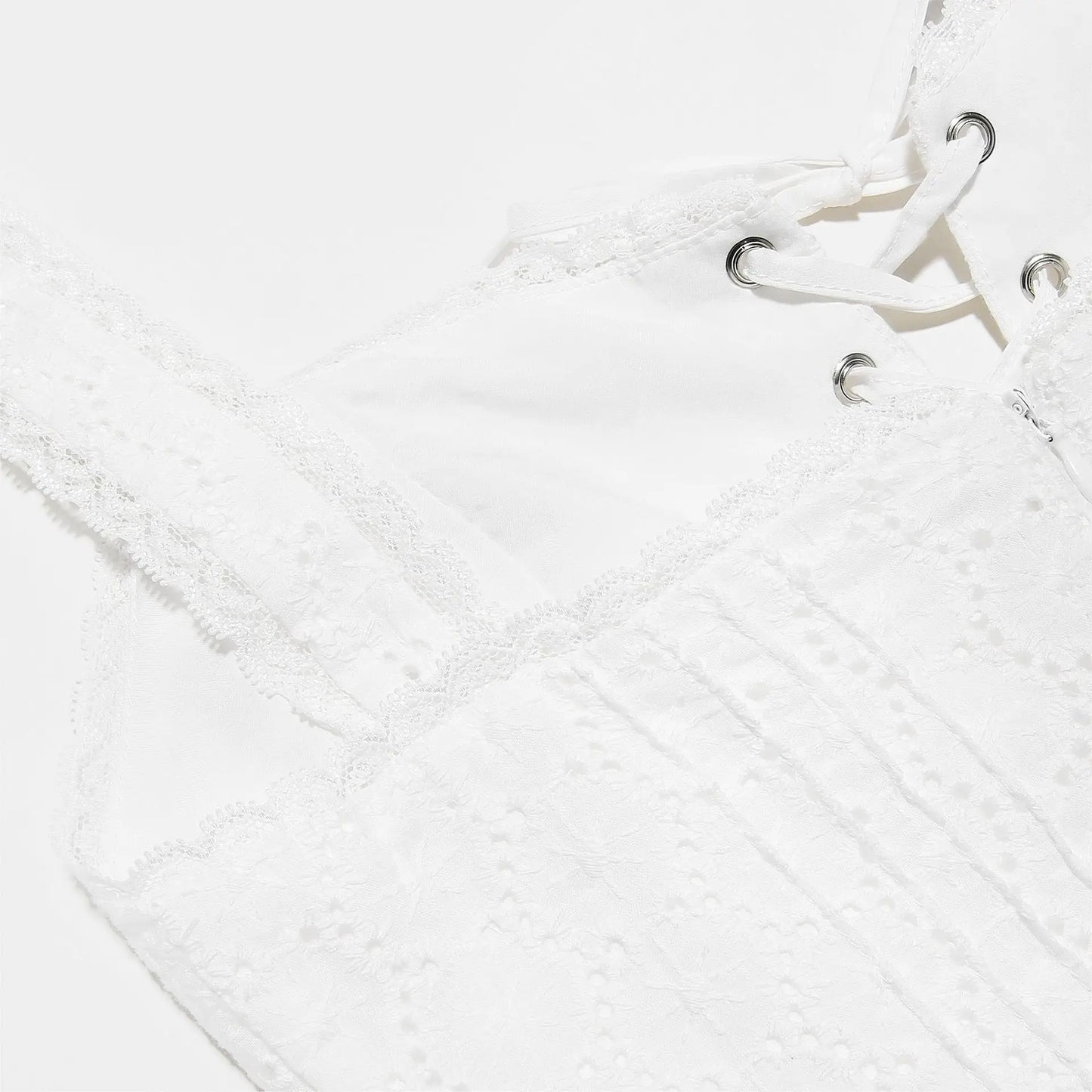 White Lace Up Midi Dress