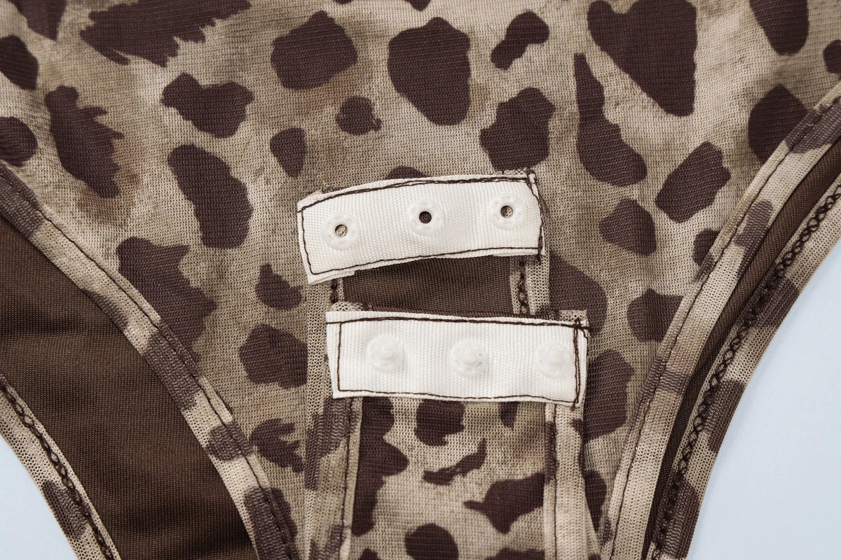 Leopard Ruched Sleeveless Bodysuit