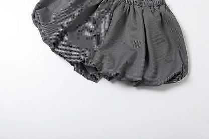 Long Sleeve Zipper Jacket and Bubble Shorts Two Piece Set