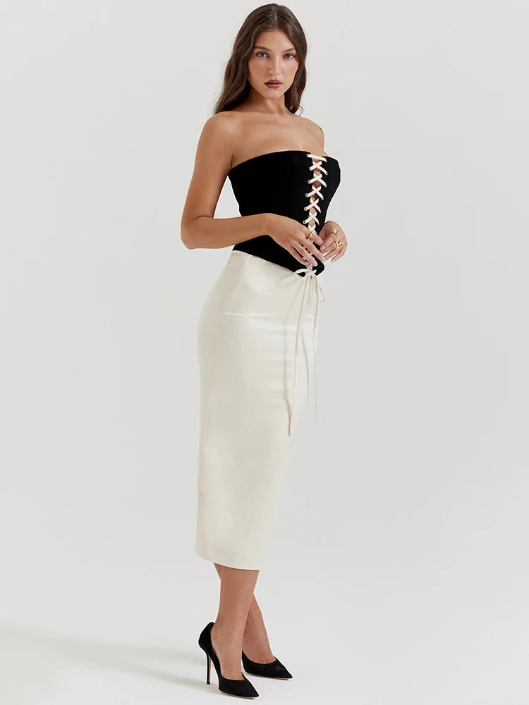 Strapless Top and Maxi Skirt Two Piece Set