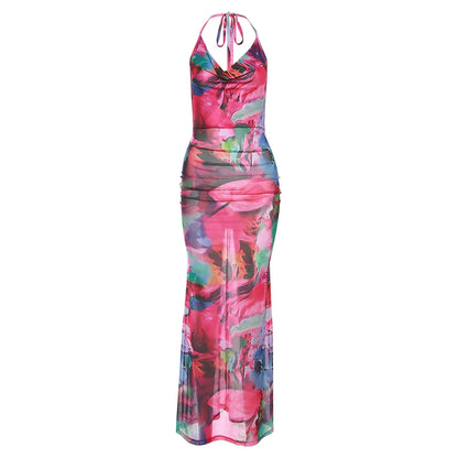 Backless Sheer Bodycon Midi Dress