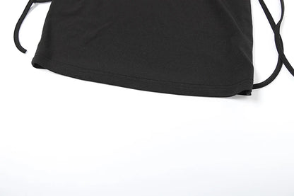 Black Hollow Backless Mini Bodycon Dress