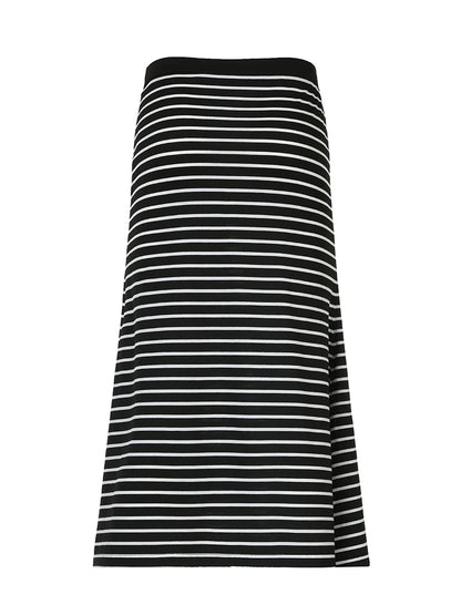 Strip Long Skirt with Chic Slit Design
