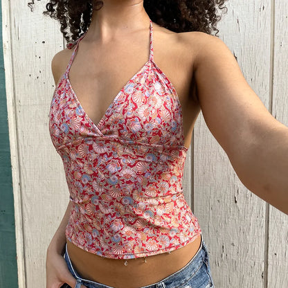 V-Neck Slim Halter Top