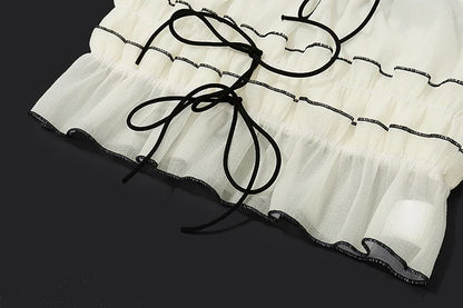 White Mesh Lace Top & Maxi Skirt Set