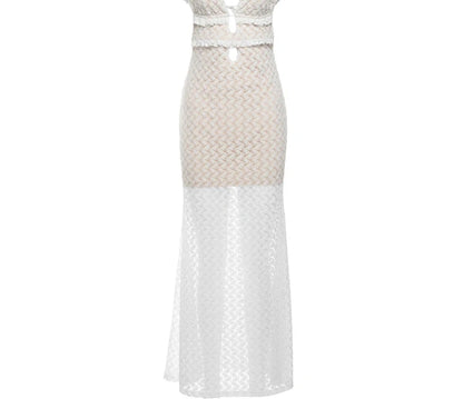 Double Deck Dress with Hollow Ruffles