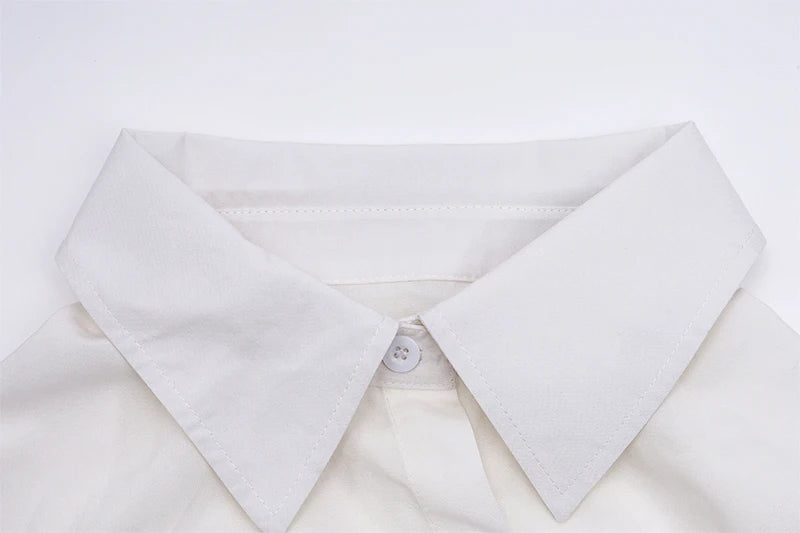 White Puff Long Sleeve V-Neck Crop Top