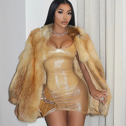 Luxury Sheer Camisole Swing Dress Yellow