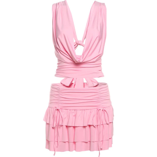 Pink Tank Top & Tiered Skirt Set
