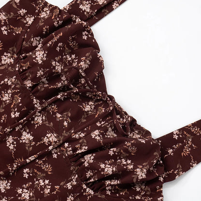 S Spring Floral Backless Slim Camisole Dress
