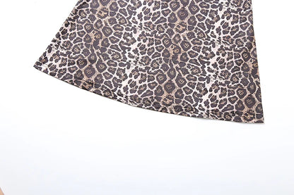 Leopard Print Bodycon Dress with Midnight Square Collar