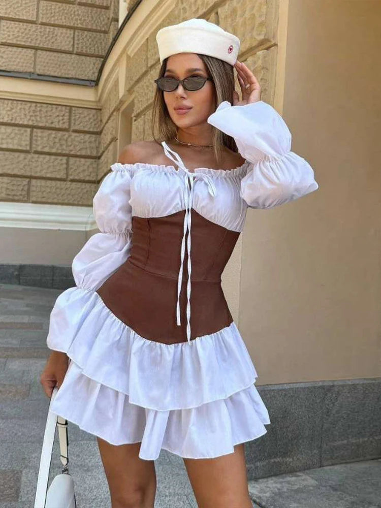 Long Puff Sleeve Mini Bodycon Dress