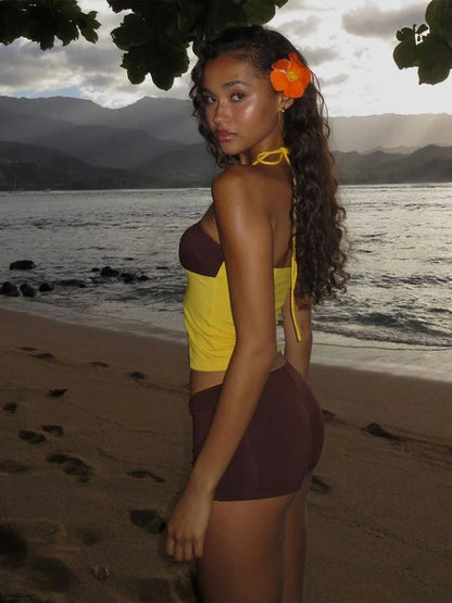 Two Piece Halter Camisole Top and Shorts Set