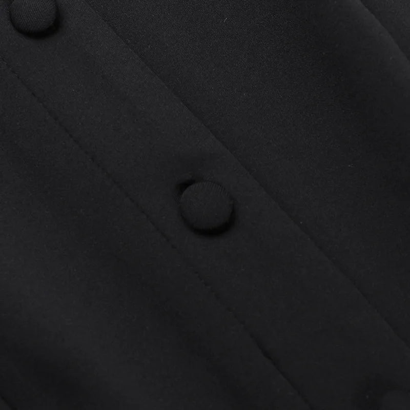 Round Neck Button Mini Dress