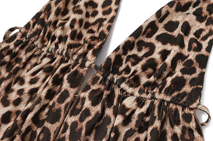 Leopard V-neck Backless Halter Top