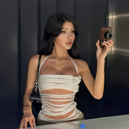 Off Shoulder Halter Backless Tank Top
