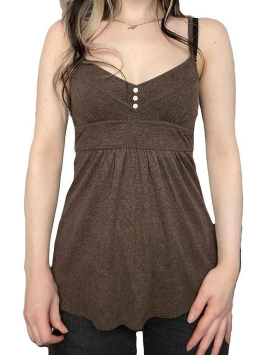 Sleeveless Lace Up Top Kawaii Backless Buttons ing
