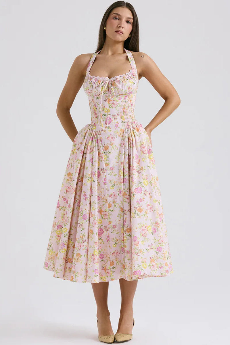 A-Line Halter Midi Dress