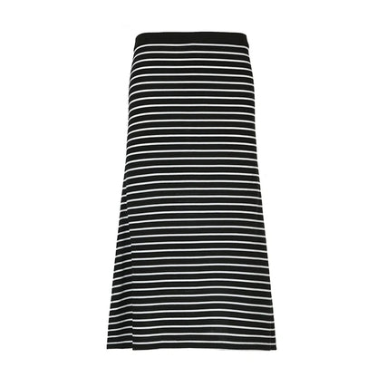 Strip Long Skirt with Chic Slit Design black