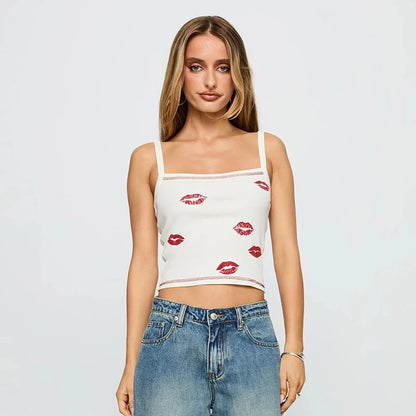 White Knit Sleeveless Short Top
