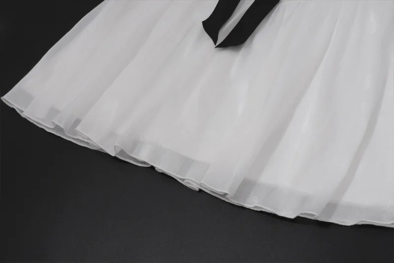 White V-Neck Long Sleeve Loose Ruffle Mini Dress