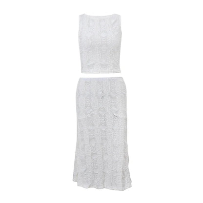 White Lace Hollow Two Piece Set