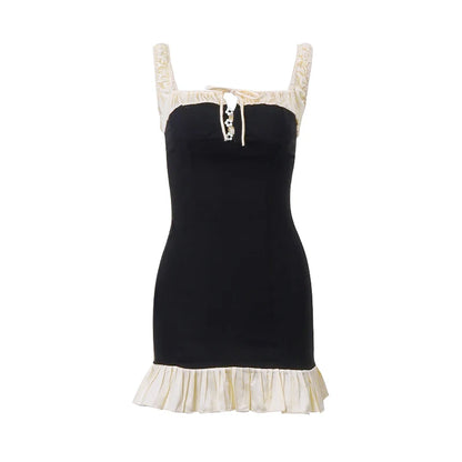 Black Pleated Mini Dress APRICOT