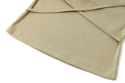Khaki Backless Sleeveless Halter Tank Top