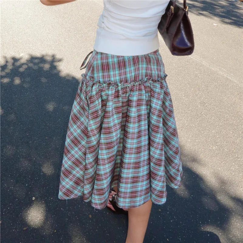 Button Down Shirt Slim Fit Contrast Color Plaid Lapel V Neck Short Sleeve Top Preppy Coquette