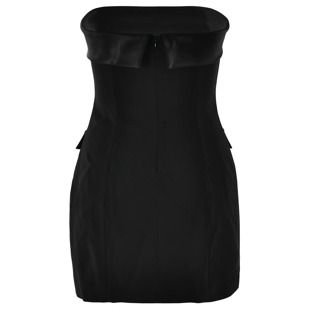 Off Shoulder Zipper Dress Khaki Backless Double Breasted Dress