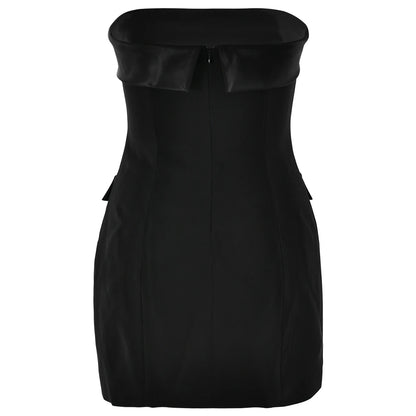 Khaki Off Shoulder Backless Double Breasted Mini Dress