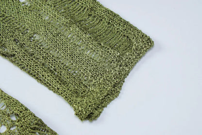Green Knitted Backless Maxi Dress