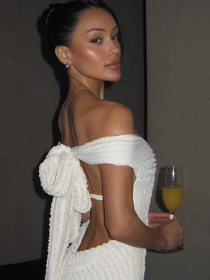 Slim Strapless Maxi Dress with Lace-Up Back