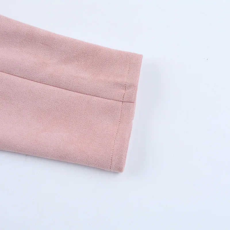 Pink Zip Up Suede Jacket