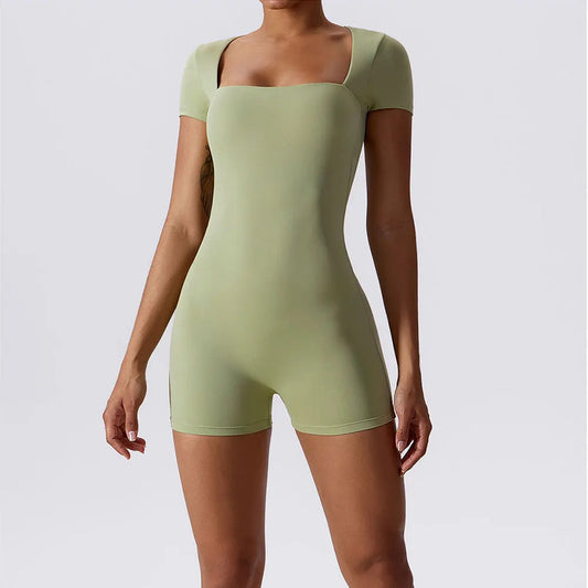 Yoga Suit Short One Piece Sports Suit Short Sleeve Gym Push Up Training Fitness Yoga Bodysuit Sports