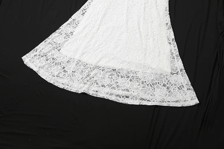 White Ruffles Backless Dress
