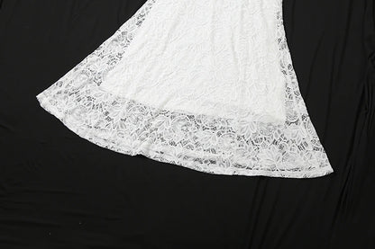 White Ruffles Backless Dress