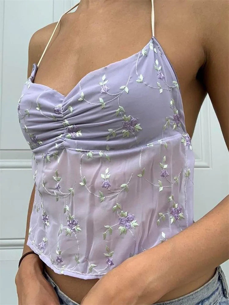 Floral Backless Crop Top