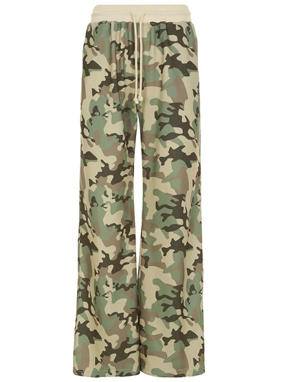 Low Waisted Camouflage Loose Trousers army green