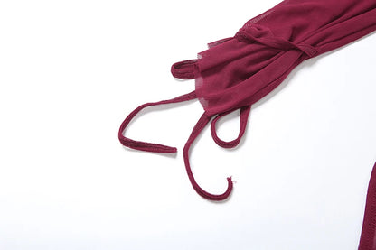 Shirring 3 Piece Set: See Through Halter Bra & Ruched Skirt