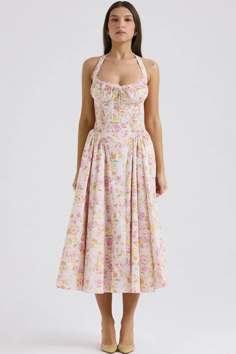 A-Line Halter Midi Dress