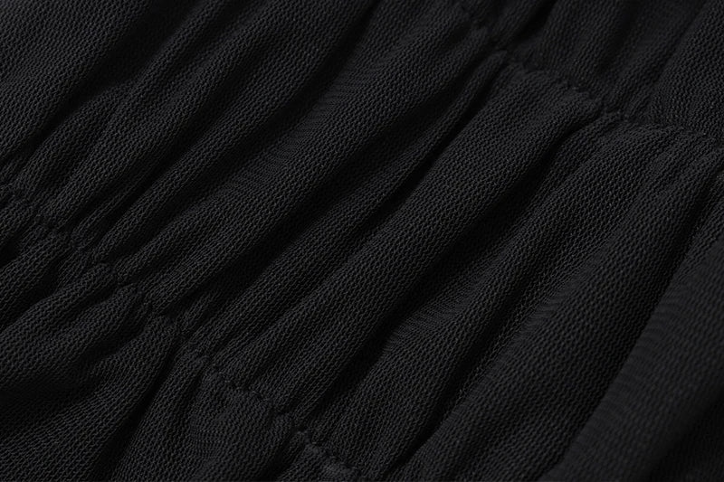 Black Backless Mesh Sleveless Halter Tank Top