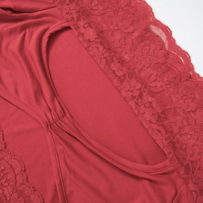 Hollow Out Lace T-Shirt Mini Skirt Set